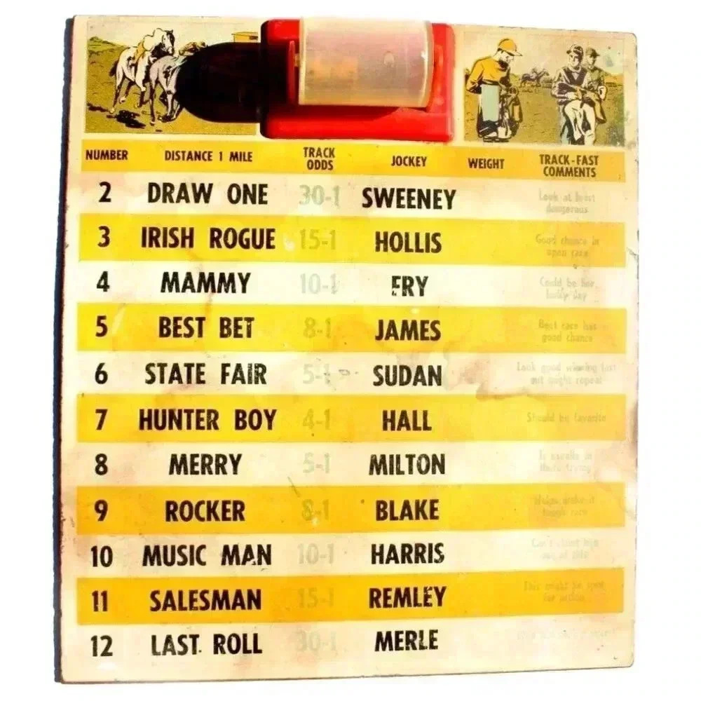 Vintage Horse Race Horse Derby Board Game Board